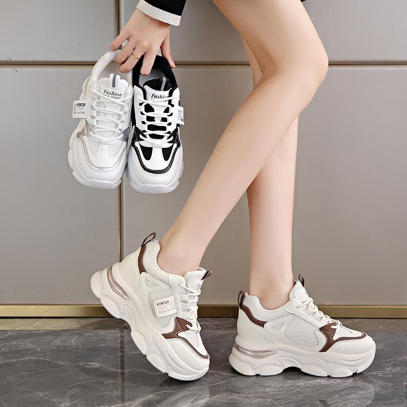 Thick-soled dad shoes for women 2025 spring and autumn new Korean version small man height increase casual breathable mesh sneakers for women