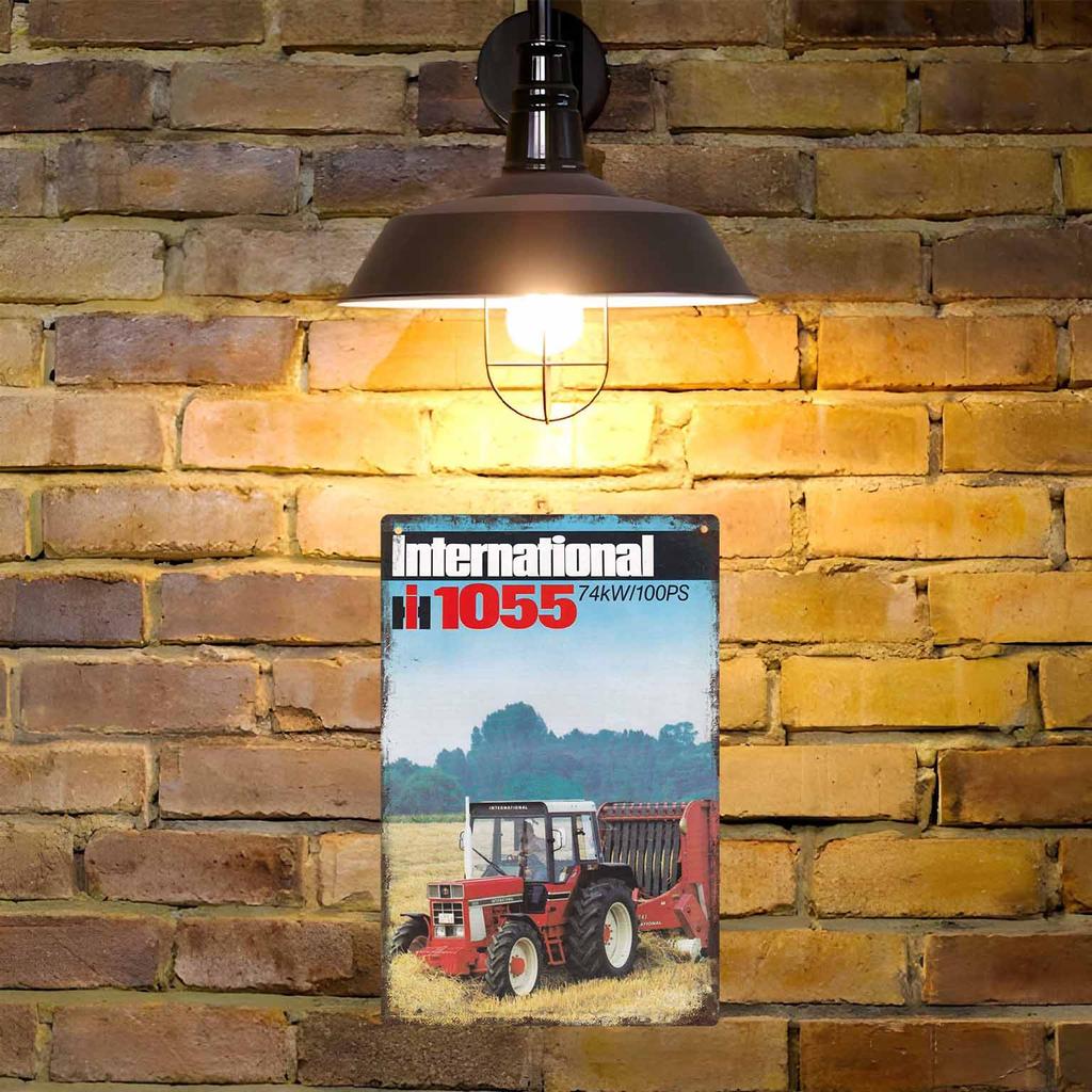 Detailed Illustration of a Vintage Red Plow Tractor Vintage Metal Wall Sign Decor Poster Frames Garage Living Room