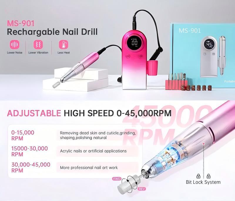 June 2025 Portable MS-901 Rechargeable Nail Drill for Professional High-Speed Nail Removal