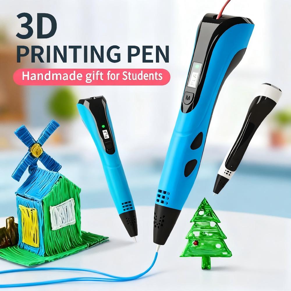 New 3D Printing Pen 3D Pen for Children with Power Adapter 50M PLA Filament Travel Case Birthday Christmas Gift for Kids
