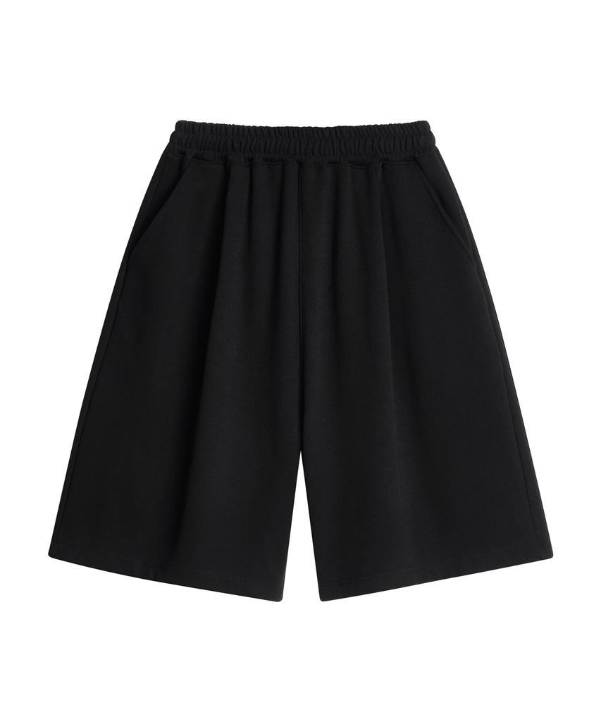 UNIONSTUDIO ( 2 Pack ) Odd Side Double Pleated Wide Sweat Half Pants ( 3 Colors )