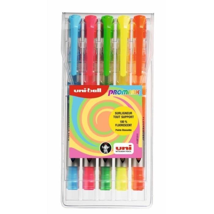 Surligneur - PROMARK EYE - USP105-5 - Pointe biseautée - 5 couleurs assorties - Encre Super INK