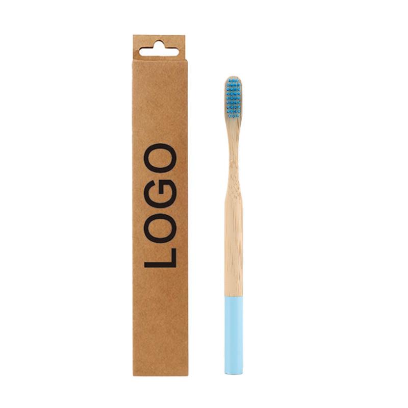 Ready Stock and Customization Eco Biodegradable Kraft Euro Slot Box Color Painted Round Handle Adult Soft Bamboo Toothbrush
