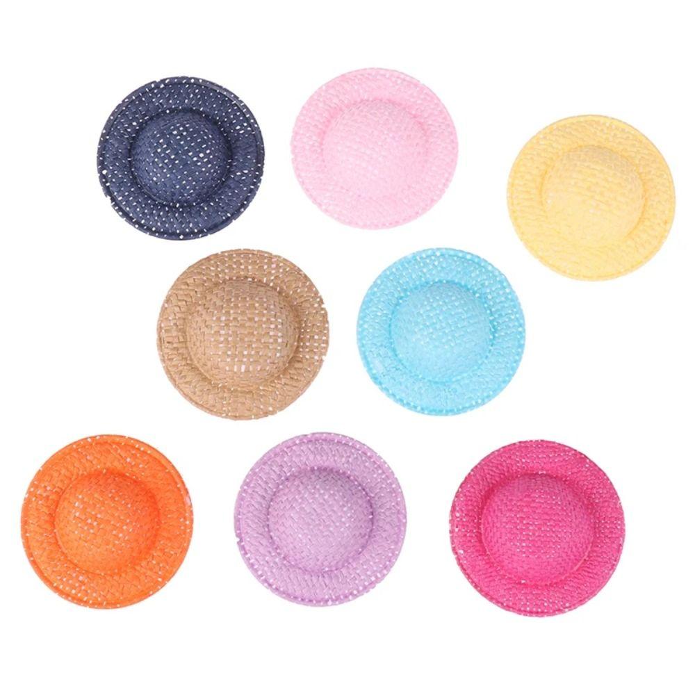 5PCS Soft Cloth Mini Doll Sun Cap Decoration Miniature Straw Hat Toy Doll Straw Hat  As Kids Gift