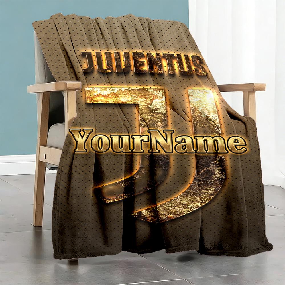 Juventus Customize Text Blanket Throw Personalized Blanket Soft Warm Cozy Great for Seaside Bedding Office Picnics for All Occasions