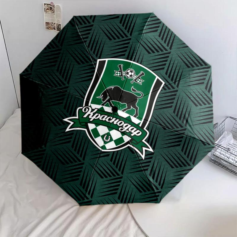 Motif FC Krasnodar, parapluie pliant automatique, design portable et pliable, 8 baleines, un cadeau de Noël ou d'anniversaire.