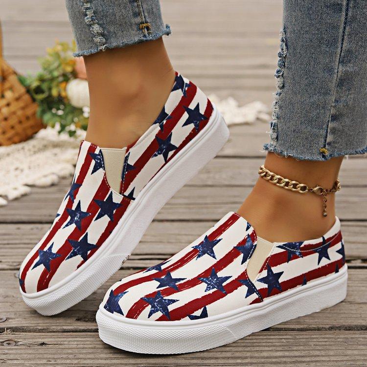 Canvas shoes board shoes lazy elastic shoes men and women