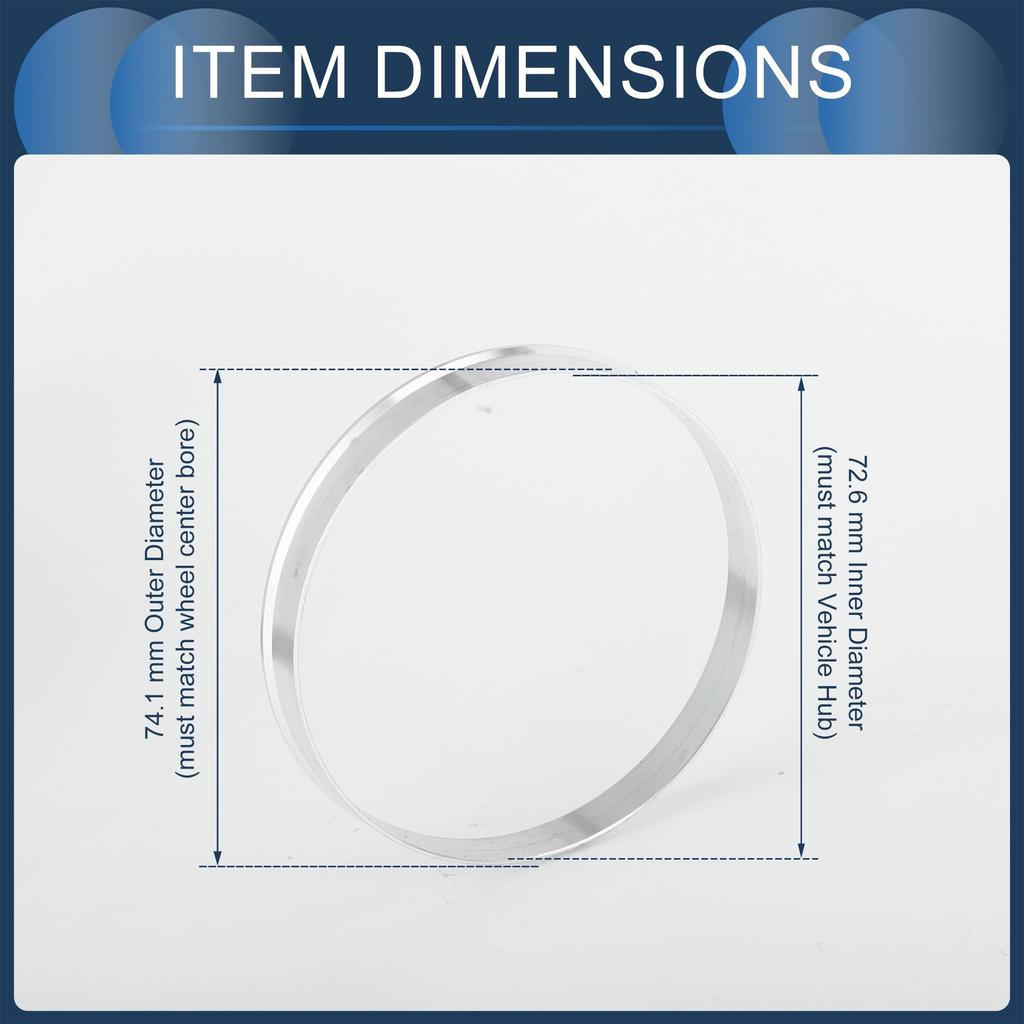 INFINAUTO Hub Centric Rings 72.6mm Inner To 74.1mm Outside Diameter Vehicle Wheel Hub Rings Aluminum Alloy 4pcs