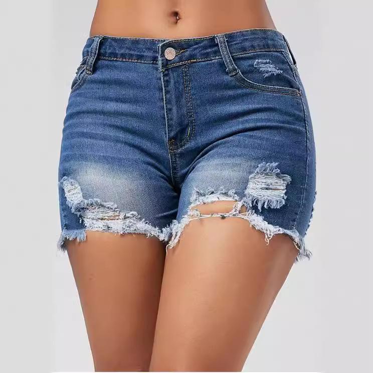 

Broken Hole Horse Liu Tassel Women S Denim Shorts XXL темно-синього кольору