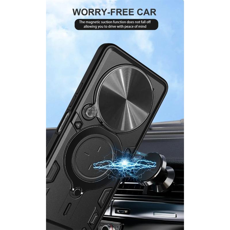 For OPPO Realme 12 5G Case Slide Lens Camera Protect Armor Phone Case For Realmi 12 Realme12 5G Magnetic Metal Ring Holder Cover