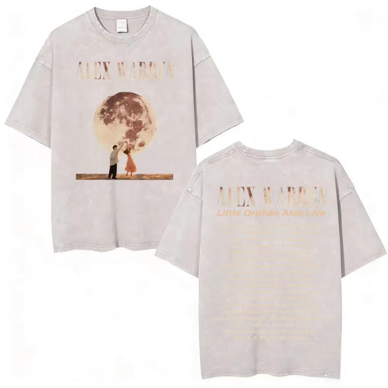 Alex Warren Little Orphan Alex Live Tour 2026 Graphic T Shirt Men's Clothing Vintage Washed T-shirts Casual O-Neck Loose T-shirt