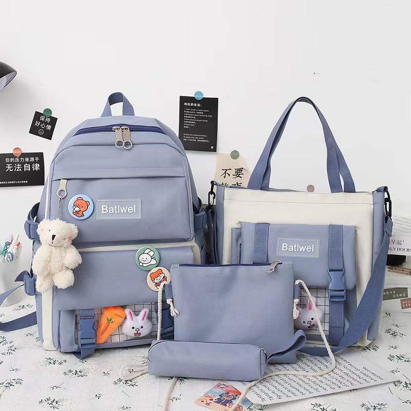 primary school students in grades 3 to 6, school backpack for women, five-piece set, backpack breathable and wear-resistant