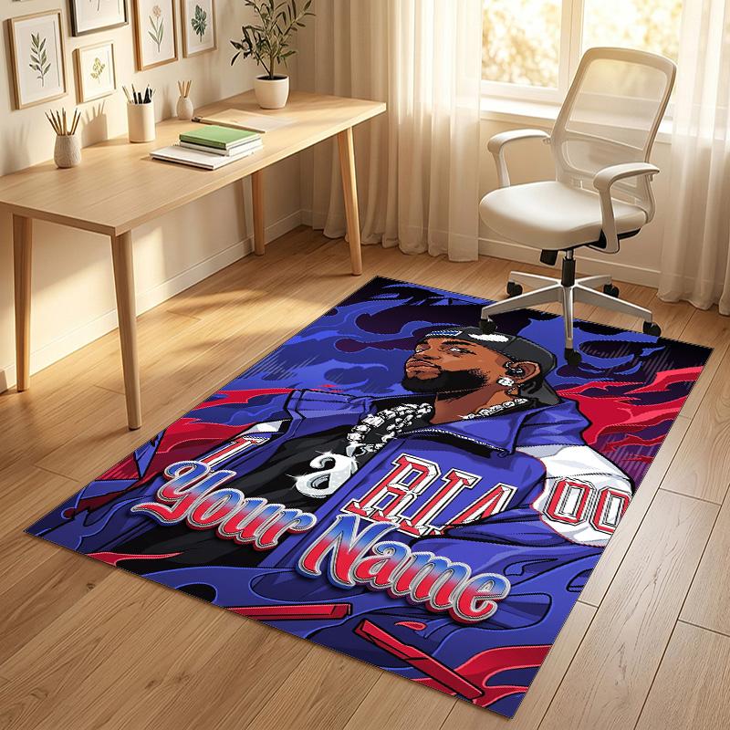 Personalized Crystal Velvet Carpet,Kendrick Lamar Custom Printed Name, Plush Area Rug For Home Indoor Decor