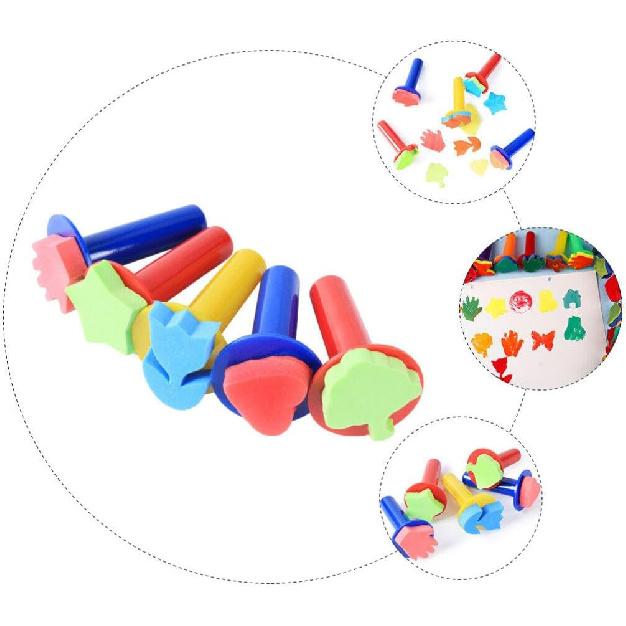 Heart Stamp 5pcs Painting Foam Painting Stamper Heart Flower Star Tree Shaped Drawing Brush Finger Paint Stamper for DIY Craft Sponge Paint for