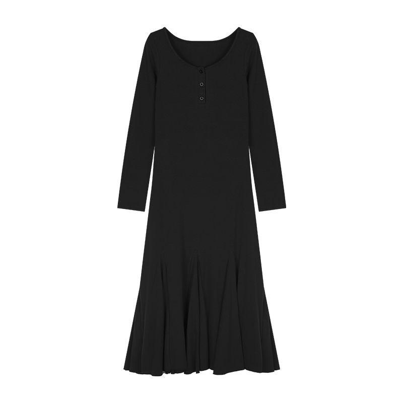

Hepburn atmosphere fishtail skirt black waist pure desire knitted long skirt semi-high neck hip wrap fishtail winter new XL чорний