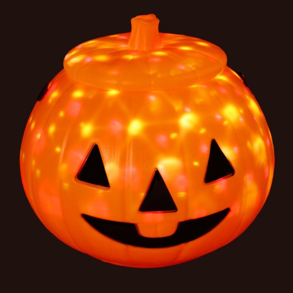 With Handle Pumpkin Basket Halloween Lighting Candy Bucket Fun Party Basket  For Boys Girls