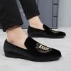 New Velvet Embroidery Patent Leather Casual Shoes For Men Slip On Loafers Moccasins Party Wedding Prom Flats Zapatillas Hombre