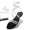 Mode Sommer Neu Beliebt 2025 Damenschuhe Glänzender Diamant Flach mit Party Einfarbig Schwarz Damen Sexy Sandalen Überkreuzriemen Zapatos De Mujer