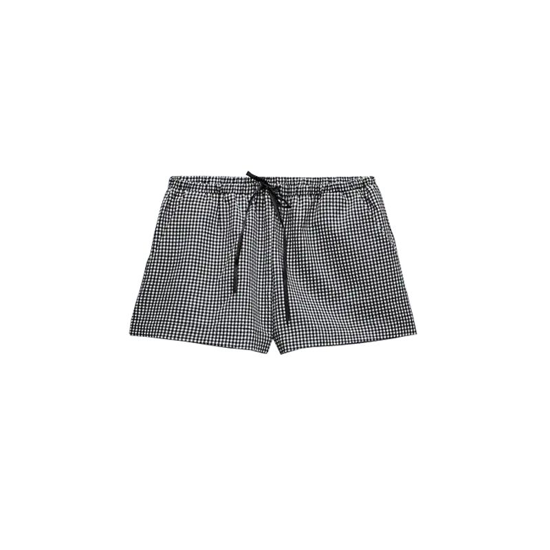 

Spring New V Neck Wide Shoulder Strap Laminated Decoration Plaid Short Top 3115309 Mid Waist Plaid Shorts 3067423 Shorts L