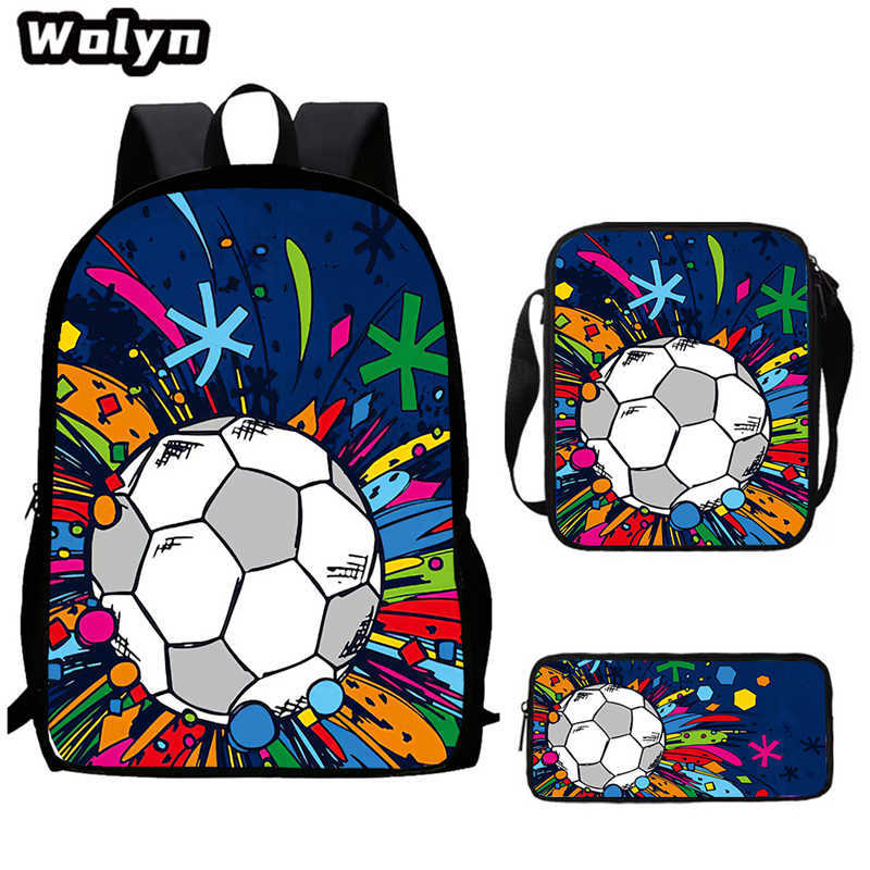 Football School Bag High Definition Waterproof Printing Multi-Functional Load Reduction Ridge Backpack