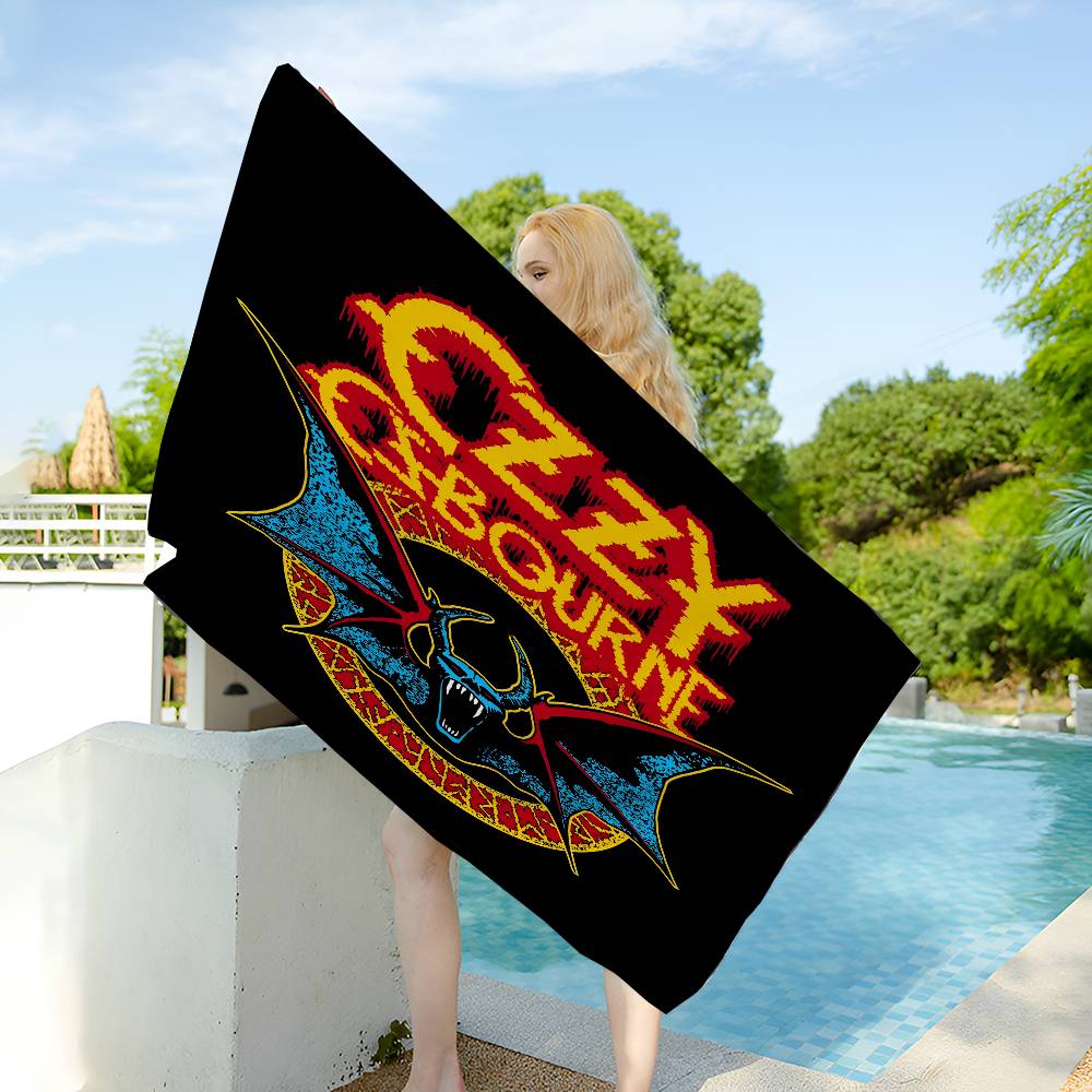 Ozzy Osbourne Logo Anime Microfiber Printed Beach Towel Mountain Climbing Yoga Beach Swimming Running Absorbent Soft Towel