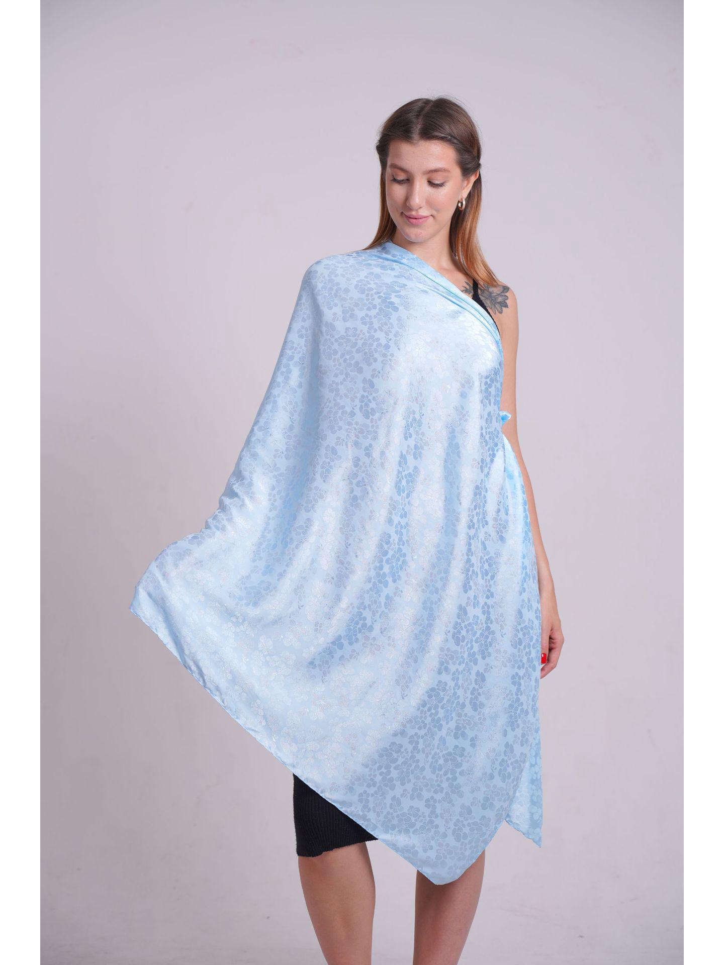 

Минималистичная шелковая шаль ципао - Женская летняя защита от солнца, ледяной шелк, однотонный аксессуар высокого класса светло-синий