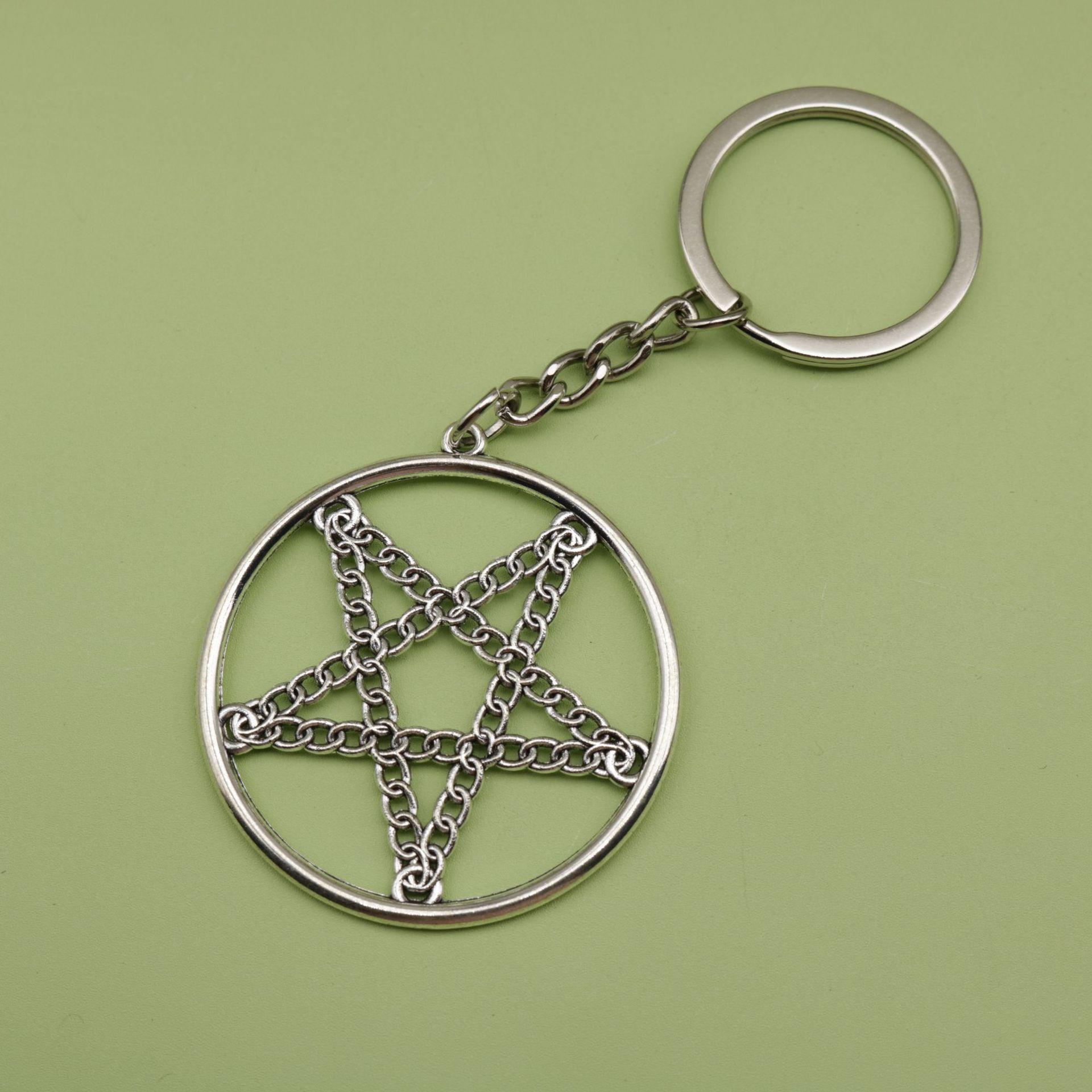 Hot-Selling Jewelry: Large Five-Pointed Star Keychain Pendant серебряный