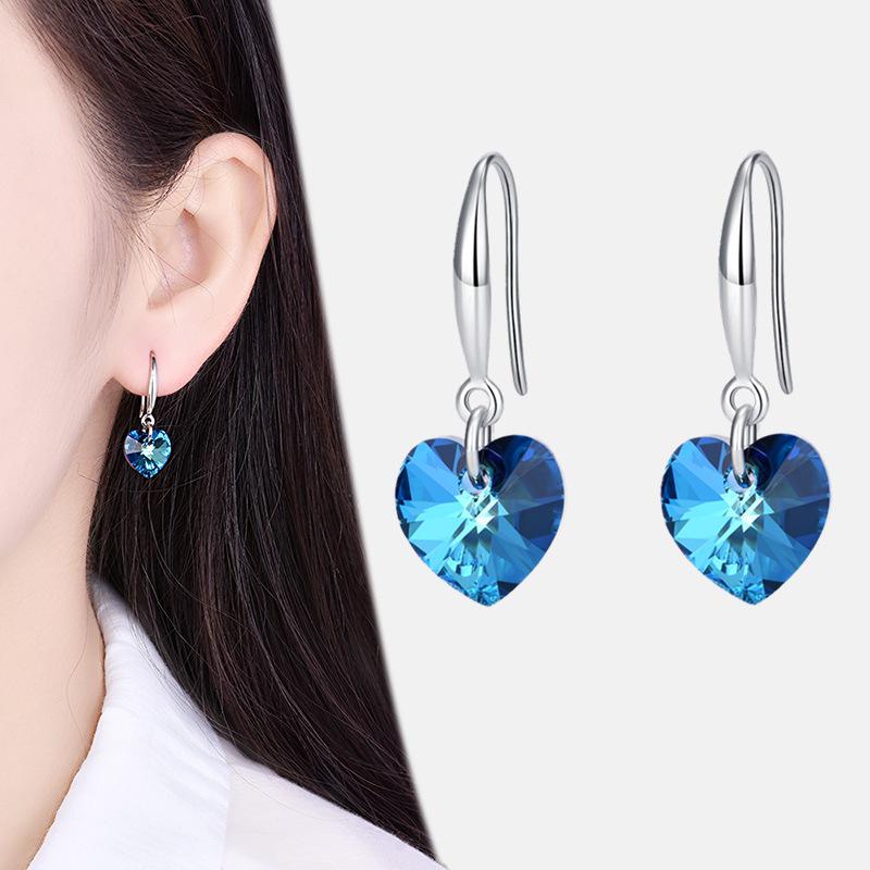 925 Silver Sapphire Blue Crystal Ocean Star Earrings – Perfect Gift for You or Your Best Friend