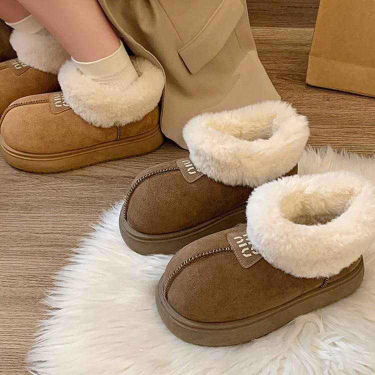 Women's Large Size Soft Sole Heightening Warm Fur One Winter Fur Mouth Non-slip Wear Snow Boots Plush Lining Outdoor Sports Cotton Boots