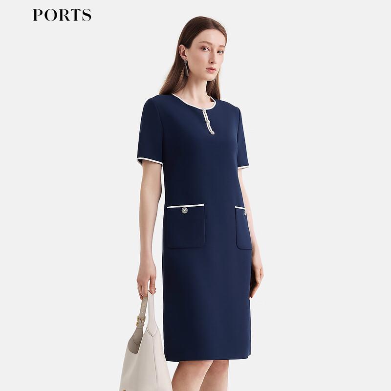 PORTS 2025 S/S Contrast Edge Mid-Length Dress