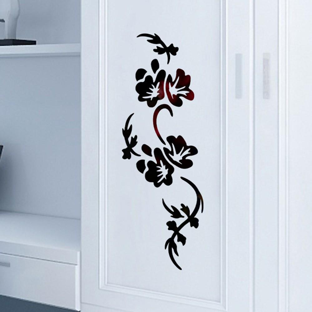 Acrylic Mirror Petunia Pattern Decorative Door, Fridge, Cabinet, & Wall Sticker Set