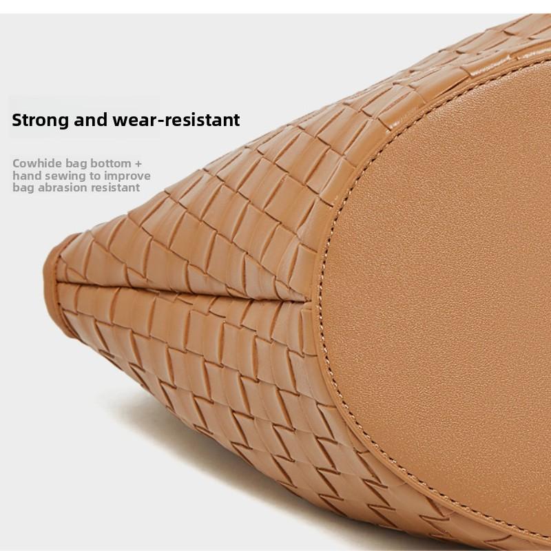 Leather Large-capacity Bag, Women's Foreign-style Cowhide Woven Pattern, Women's Class Commuter Bag