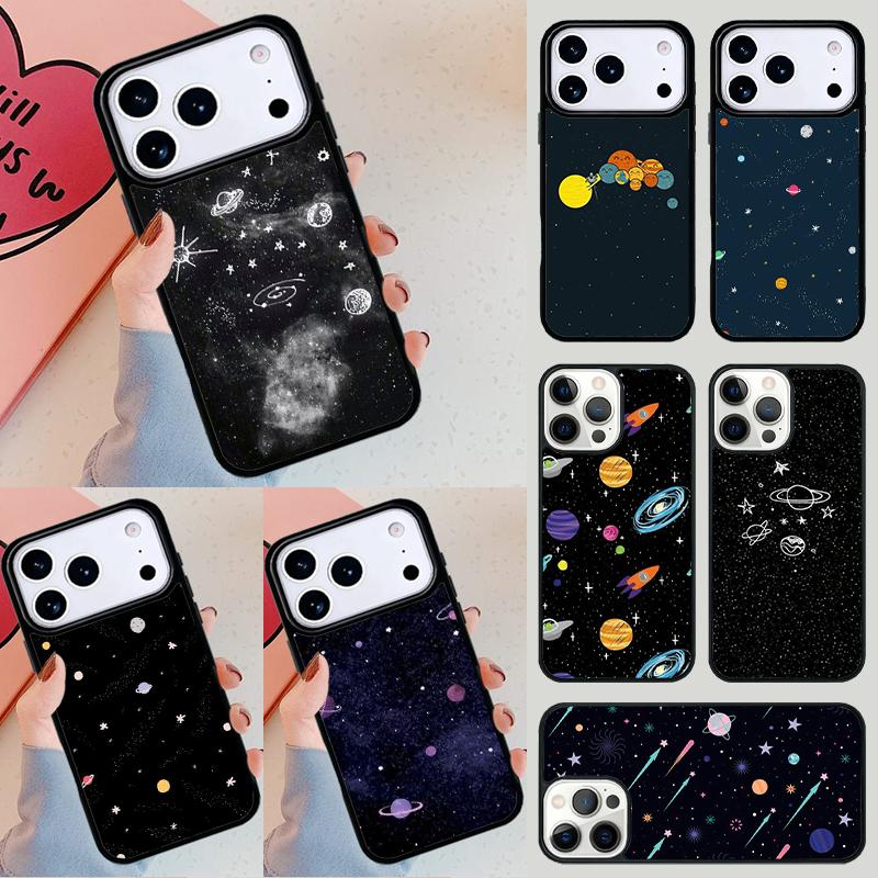 Cartoon Planets Stars Phone Case For iPhone 17 Air 14 15 13 12 Max Cover For Apple 14 15 16 16e 11 Pro Max Plus Coque