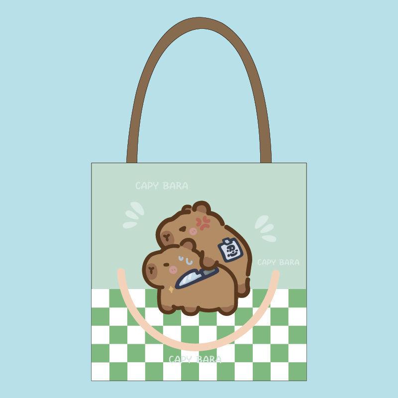 2025 Cute Capybara Canvas Shoulder Bag - Large Capacity Schoolbag for Women