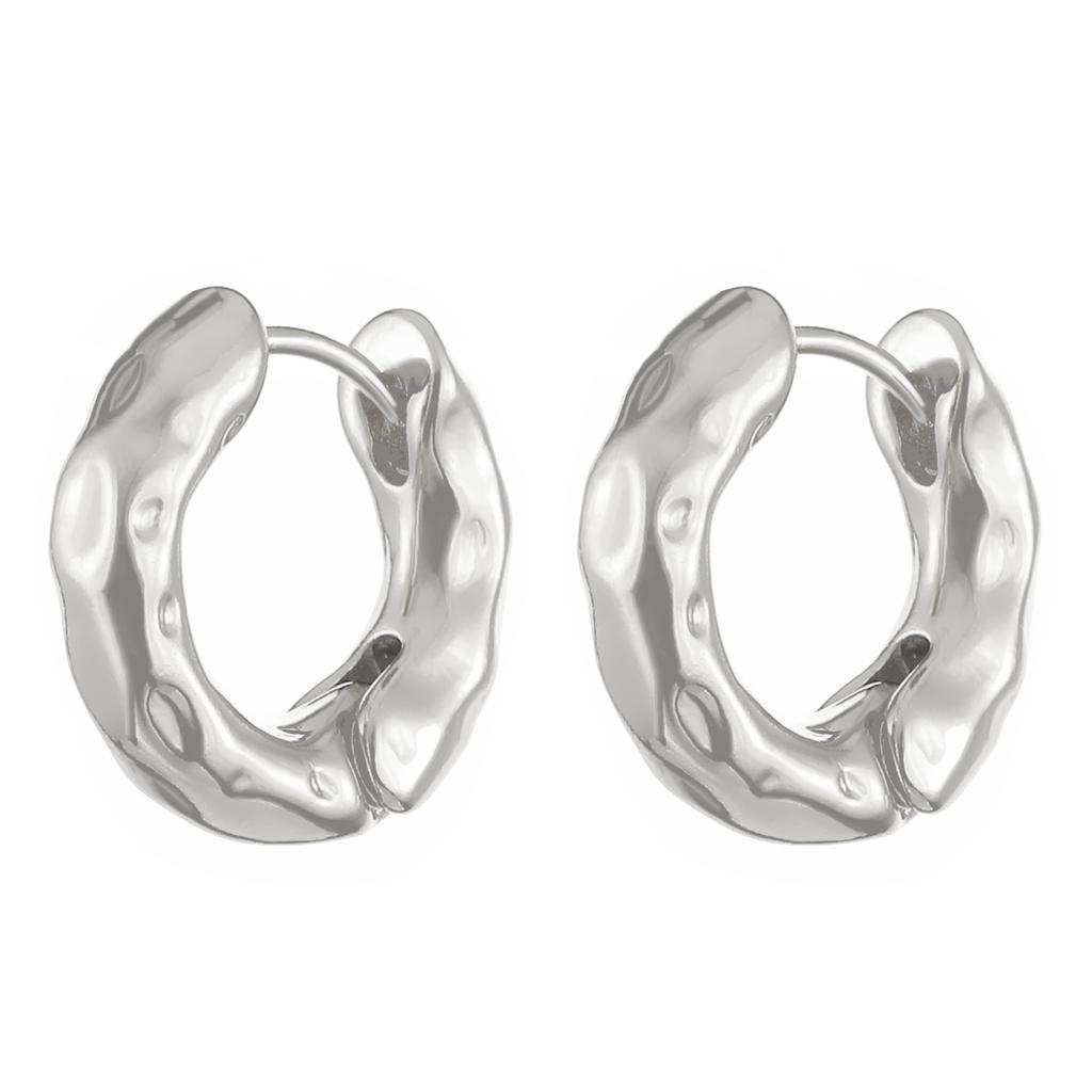 Unregelmäßige Kreisform Mode Kupfer Ohrringe für Damen Schickes Plissee-Design Ohrbügel Creolen 2024 High-End Ästhetik Zirkon