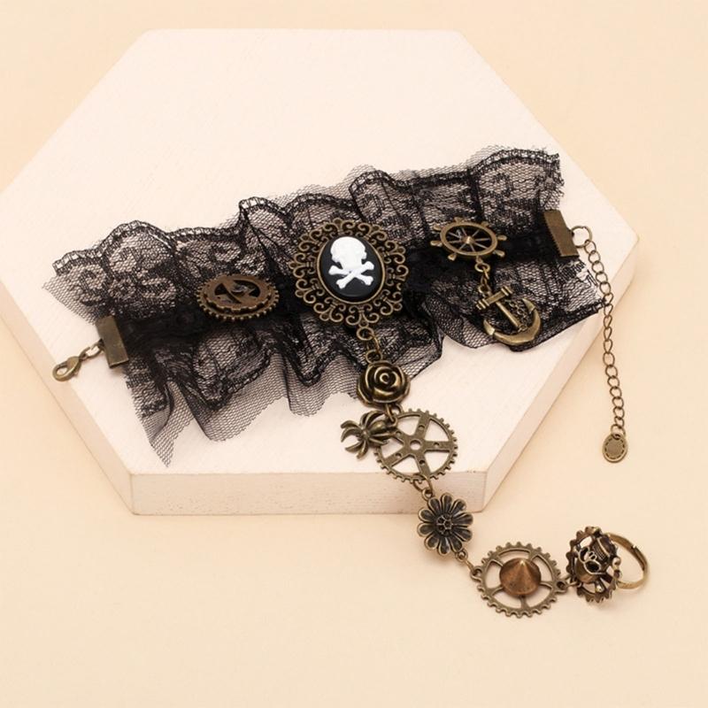 Gothic Gloves Victorian Pirate Wristband DanceParty Gloves Lady Cool Accessories