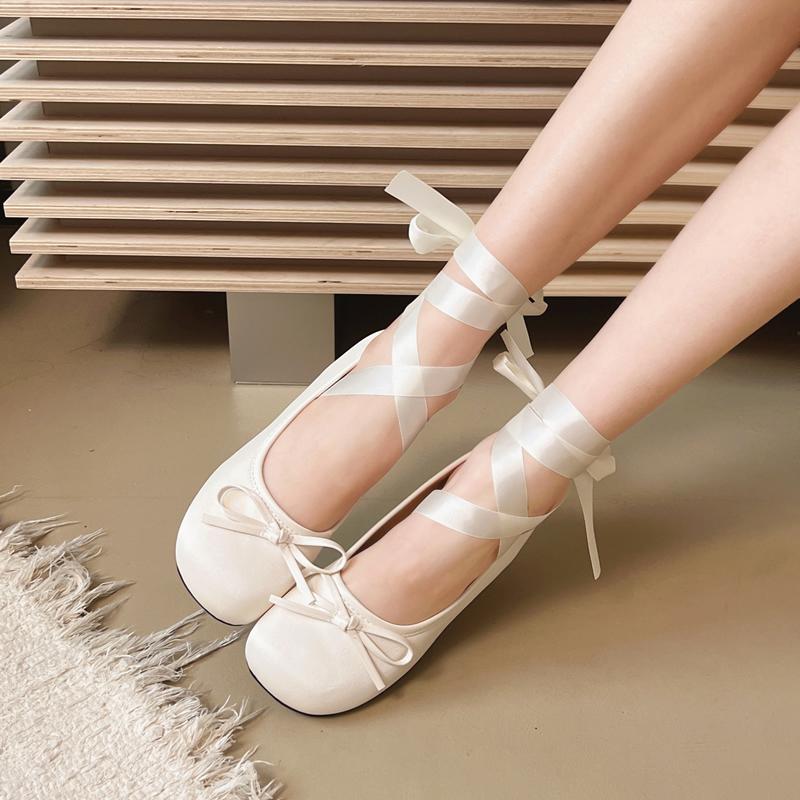 2025 Female Luxury Satin Silk Ballet Shoes Woman Classic Square Toe Bowtie Elastic Band Ballerina Flats Ladies Soft Loafers