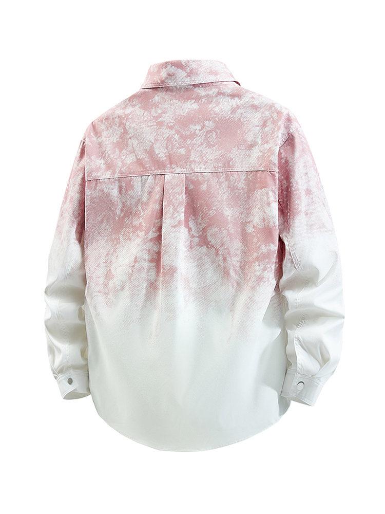 2025 Men's Loose Gradient Tie-Dye Long Sleeve Jacket, Plus Size Fashion Casual Coat