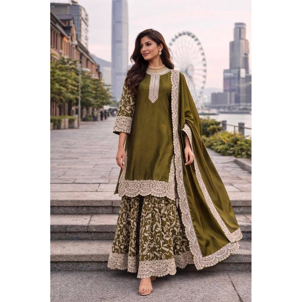 Indian Paksiatni Ethnic Salwar Kameez Bollywood Wedding Party Wear Sharara Suit