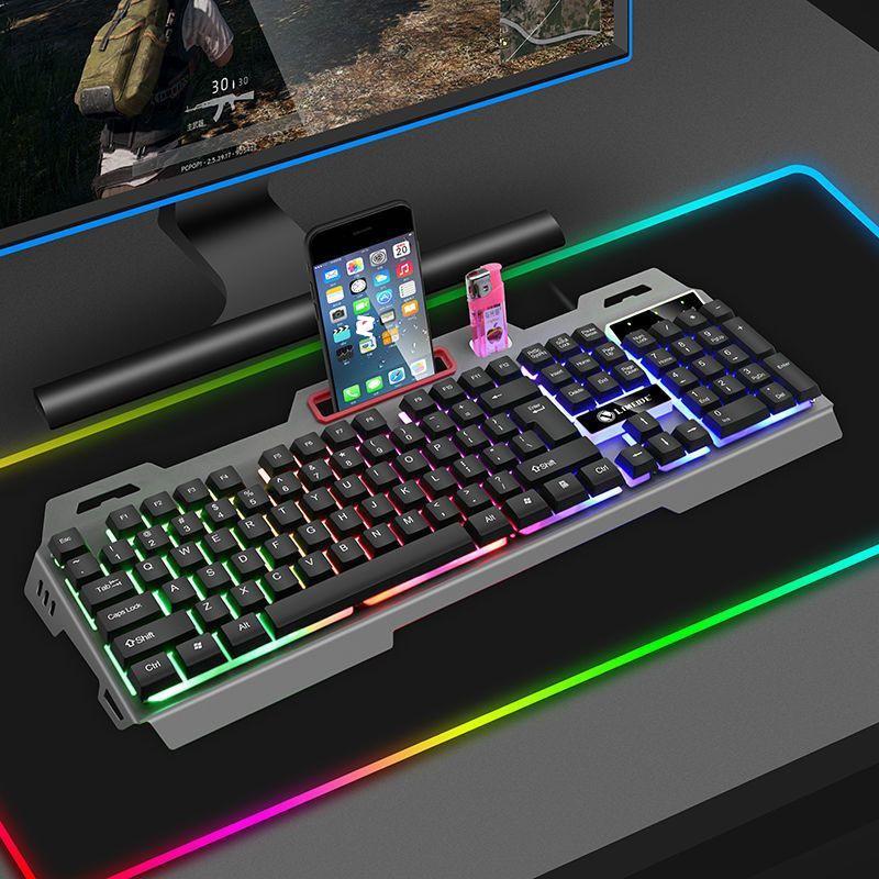 Gaming Style USB Keyboard and Mouse Set with Backlit Mechanical Feel for Desktop and Laptop
