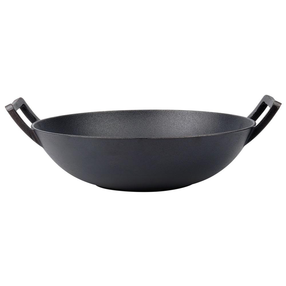 Wok de Ferro Fundido Frigideira Profunda para Fritar e Cozinhar Lentamente Pratos Asiáticos 36 cm