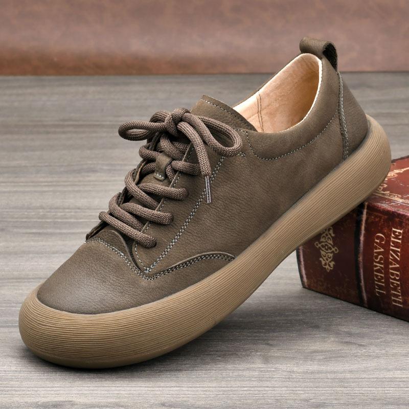 New Men's Shoes Summer Breathable Retro Frosted Leather Top Layer Cowhide Men's Casual Shoes Versatile Leather Casual Shoes