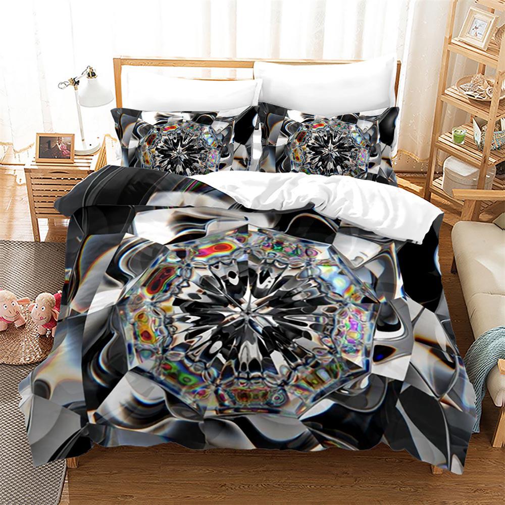 Diamond Duvet Cover Set Abstract Art Valentine's Day Gift for Girls Women Couple King Size Bedding Set Polyester Comforter Cover
