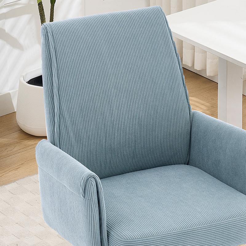 Height-adjustable office swivel chair with medium-high backrest, striped cover fabric and ergonomic shape. The medium backrest provides op