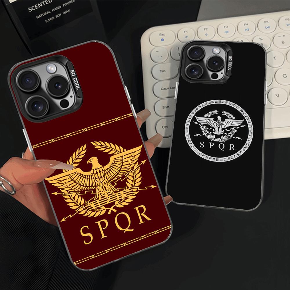 The Roman Empire Emblem SPQR Phone Case For iPhone 16,15,14,13,12,11,Pro,Max,Plus,Mini,XS,SE Anti Fall Black Matte Hard Bumper