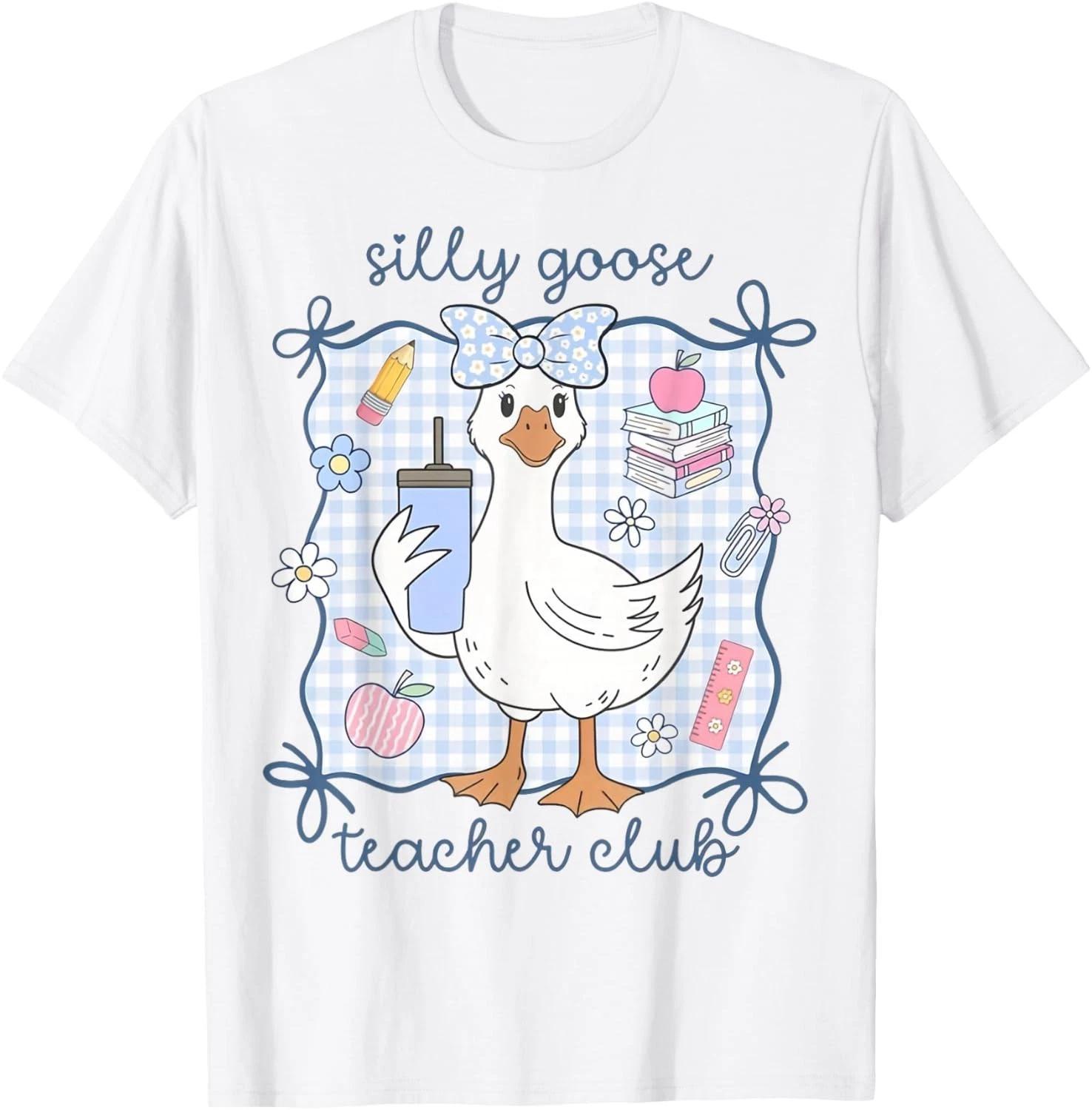 Silly Goose Teacher Club Funny Back to School First Day Gift Unisex T-Shirt L