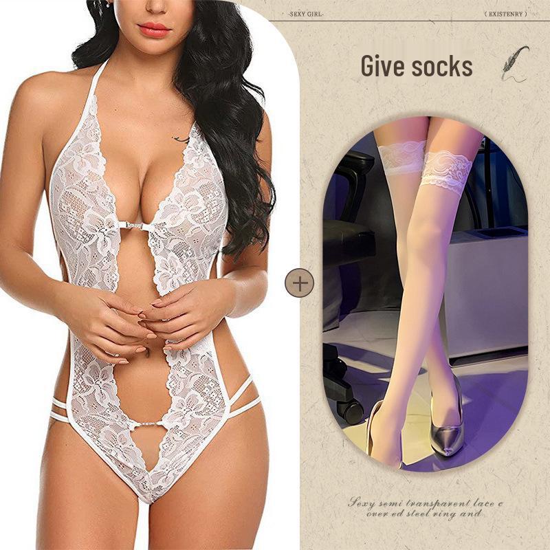 European and American Sexy See-Through Backless Lace-Up Lingerie 