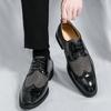 Men Brogues Wedding Dress Dance Shoes Black Brock Carved Leather Shoes Business Formal Shoes Tuxedo Prom Blazers Shoes Large Size