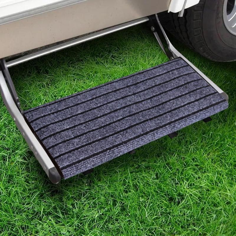 Adjustable Motorhome Step Protector Mat for Custom Fit on Various Pedals with Anti Slip Rubber Base and Reflective Safet