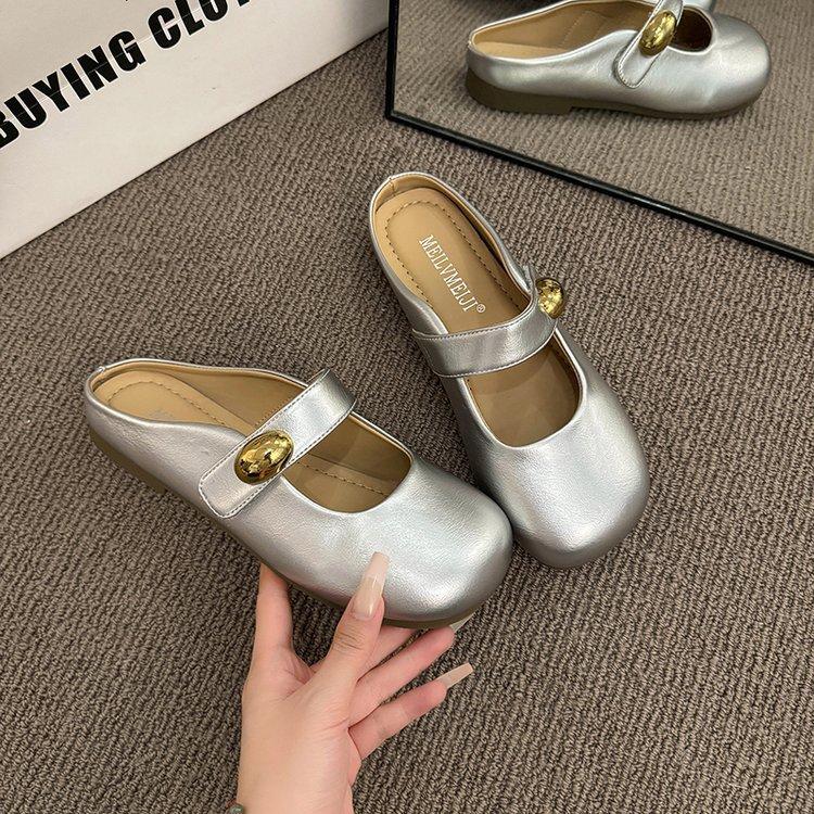 Fairy Wind Velcro Thick-soled Inner Heightening Bag Head Half Slippers Female Summer 2025 Lazy Drag Women's Shoes Wear Half Slippers